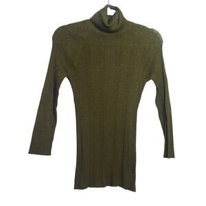 Love By Design Martini Olive Green Turtle Neck Snug Fit Size L